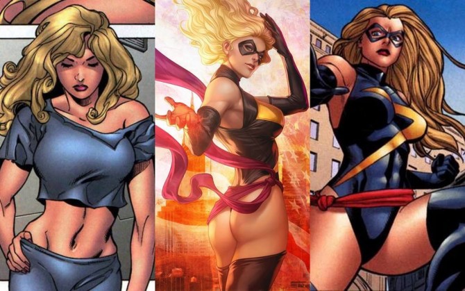 Carol Danvers (Miss Marvel) em três quadros de sua revista-solo 