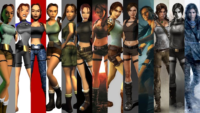 Lara Croft, a Tomb Raider, através de anos de jogos 