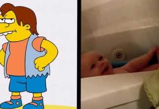 Nelson, de Os Simpsons, e momento registrado da risada do bebê