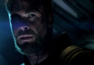 Chris Hemsworth com o tapa-olho em Vingadores: Guerra Infinita.