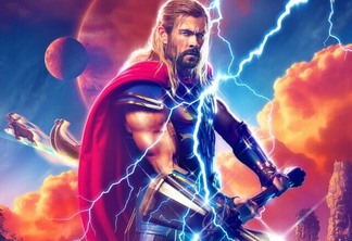 Chris Hemsworth em pôster de Thor: Amor e Trovão