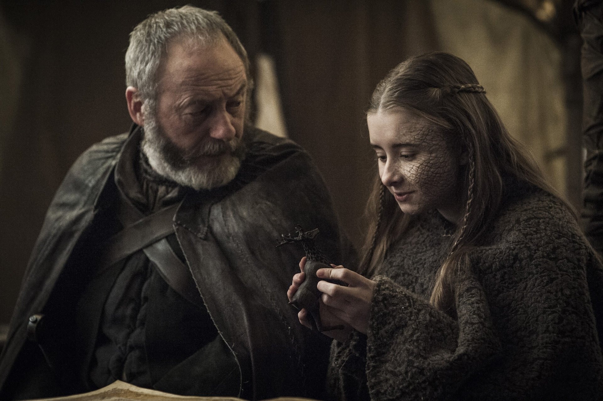 Davos e Shireen em Game of Thrones