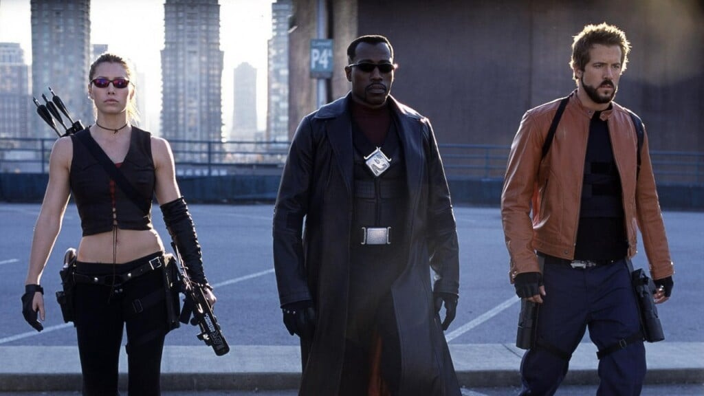 Jessica Biel, Wesley Snipes e Ryan Reynolds em Blade: Trinity