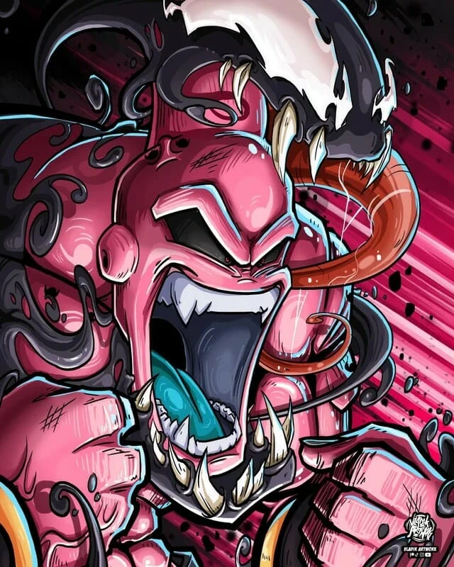 Artista imaginou uma fusão incrível entre Venom e Majin Boo de