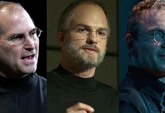 Steve Jobs e seus dois intérpretes: Ashton Kutcher e Michael Fassbender