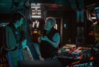 Danny McBride e Ridley Scott no set de Alien: Covernant