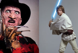 Robert Englund como Freddy Krueger (esquerda) e Mark Hamill como Luke Skywalker (direita)