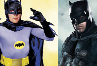 Adam West (esquerda) e Ben Affleck como suas versões do Batman