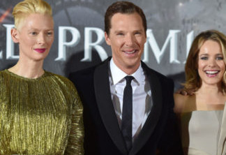 Tilda Swinton, Benedict Cumberbatch e Rachel McAdams na estreia de Doutor Estranho