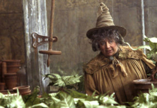 Miriam Margolyes como a professora Pomona Sprout em harry Potter