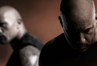 Dwayne Johnson e Vin Diesel no cartaz de Velozes e Furiosos 8