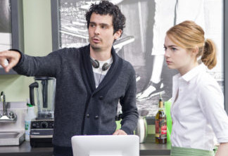 Damien Chazelle e Emma Stone no set de La La Land