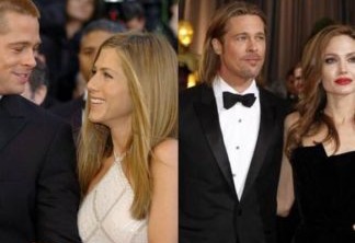 Brad Pitt com as duas ex-esposas