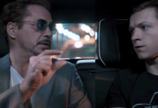 Tony Stark com Peter Parker no filme