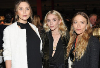 Elizabeth (esquerda) com as irmãs, Ashley e Mary-Kate Olsen