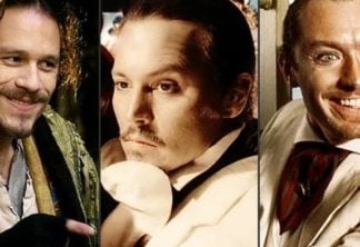 Heath Ledger, Johnny Depp e Jude Law em Doutor Parnassus
