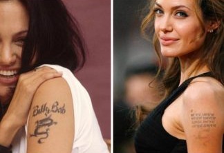 Angelina com sua tattoo antiga e a nova