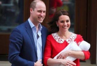 Príncipe William e Kate Middleton com seu terceiro filho.