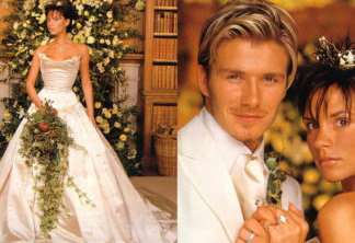 David e Victoria Beckham em seu casamento, em 1999