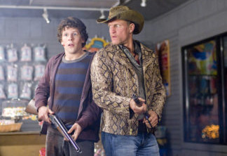 Jesse Eisenberg (left) and Woody Harrelson star in Columbia Pictures' comedy ZOMBIELAND.