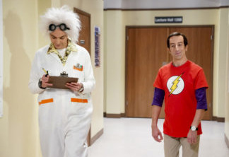 "The Imitation Perturbation" - Pictured: Sheldon Cooper (Jim Parsons) and Howard Wolowitz (Simon Helberg). When Wolowitz dresses up as Sheldon for Halloween, Sheldon seeks retaliation at Leonard and Penny's Halloween party.  Also, Leonard is shocked that Penny doesn't remember their first kiss, on THE BIG BANG THEORY, Thursday, Oct. 25 (8:00-8:31 PM, ET/PT) on the CBS Television Network. Photo: Sonja Flemming/CBS ÃÂ©2018 CBS Broadcasting, Inc. All Rights Reserved.