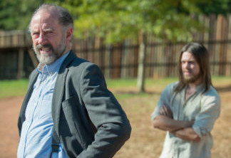 Tom Payne as Jesus and Xander Berkeley as Gregory - The Walking Dead _ Season 6, Episode 11 - Photo Credit: Gene Page/AMC