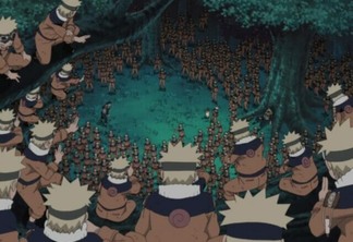 Naruto usando o jutsu do Clone das Sombras