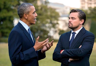Barack Obama (esquerda) e Leonardo DiCaprio (direita)