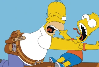 Homer enforcando Bart em Os Simpsons