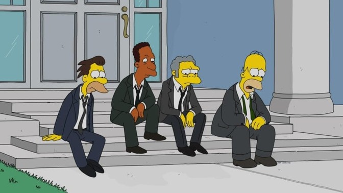 Personagens de Os Simpsons lidam com a morte de Larry