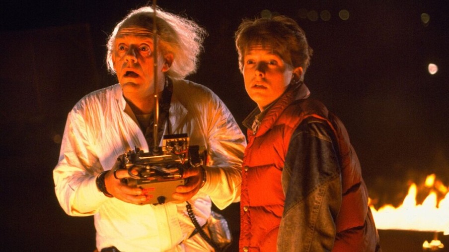 Christopher Lloyd e Michael J. Fox em De Volta Para o Futuro