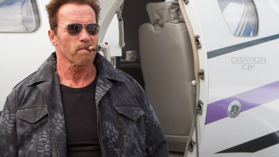Arnold Schwarzenegger na franquia Os Mercenários.