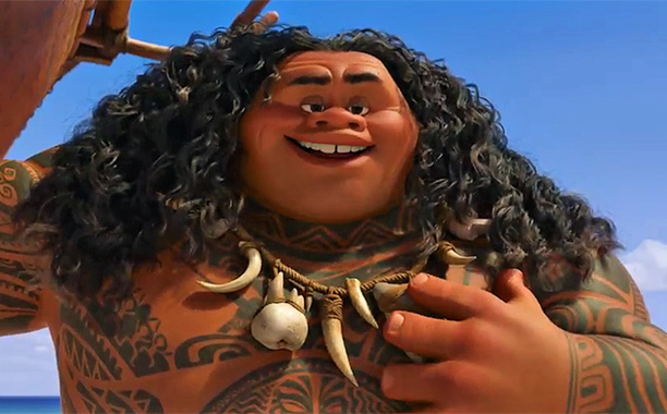 Dwayne Johnson como Maui em Moana: Um Mar de Aventuras