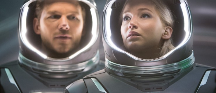 Chris Pratt e Jennifer Lawrence em Passageiros
