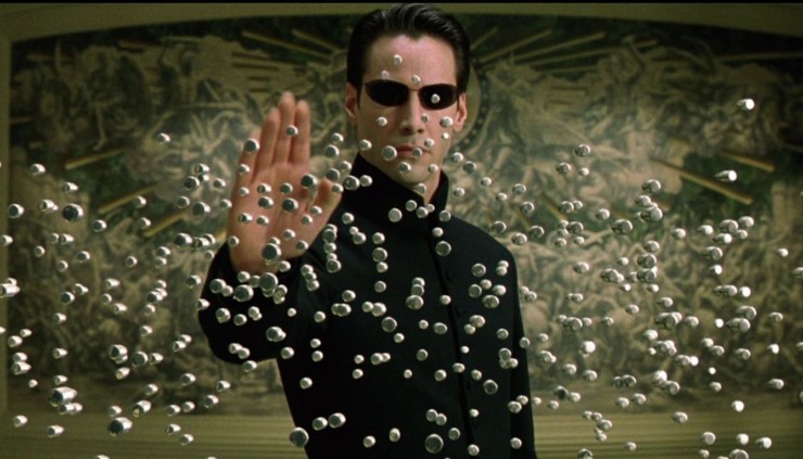 Keanu Reeves como Neo, em Matrix