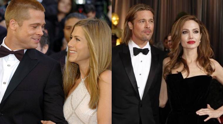 Brad Pitt com as duas ex-esposas