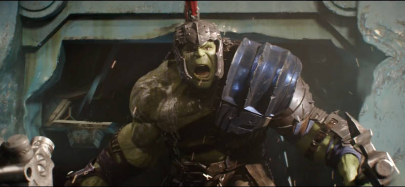 Hulk em Thor: Ragnarok.