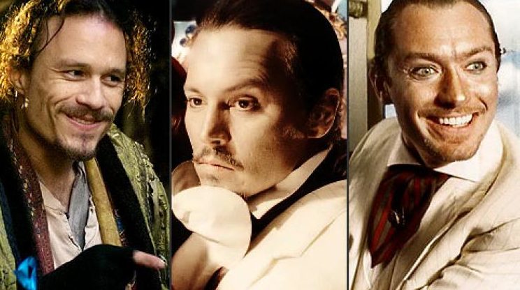 Heath Ledger, Johnny Depp e Jude Law em Doutor Parnassus