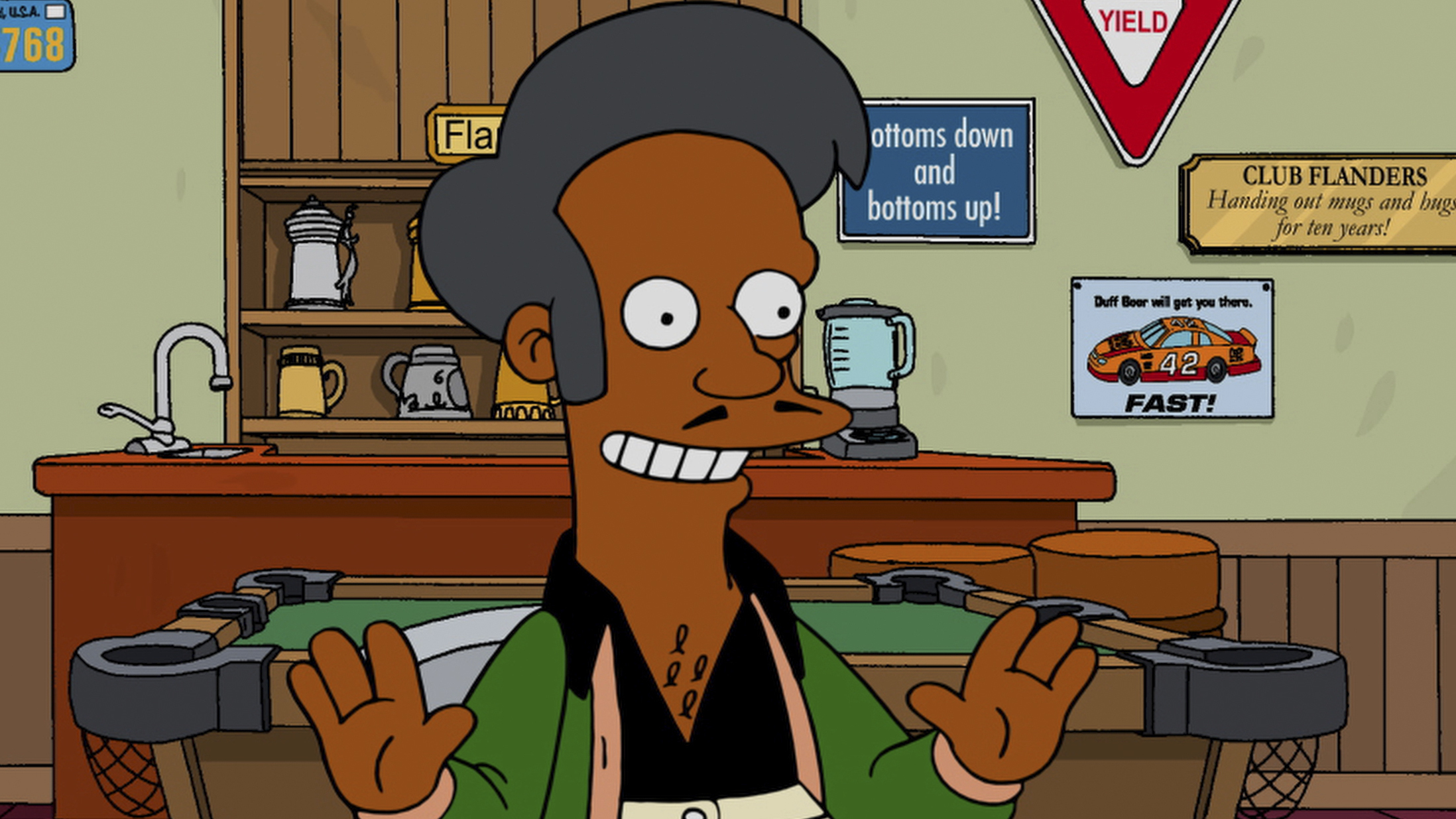 Apu is a supporting character on <em>The Simpsons</em> drawn in broad caricature, and Sunday's episode addressed -- sort of -- criticisms about the portrayal