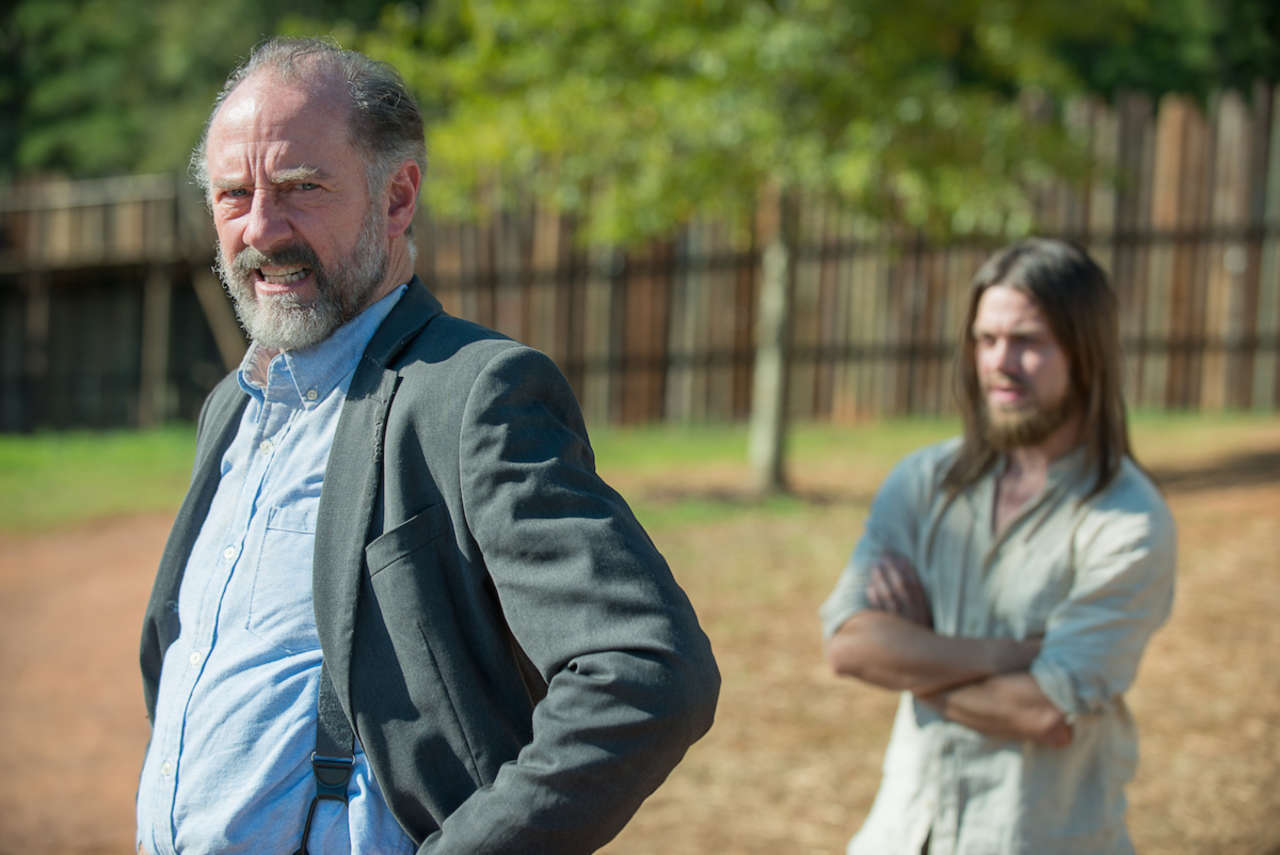 Tom Payne as Jesus and Xander Berkeley as Gregory - The Walking Dead _ Season 6, Episode 11 - Photo Credit: Gene Page/AMC