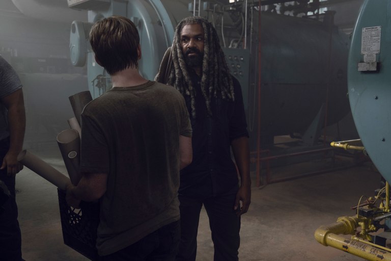 Khary Payton as Ezekiel, Matt Lintz as Henry - The Walking Dead _ Season 9, Episode 6 - Photo Credit: Gene Page/AMC