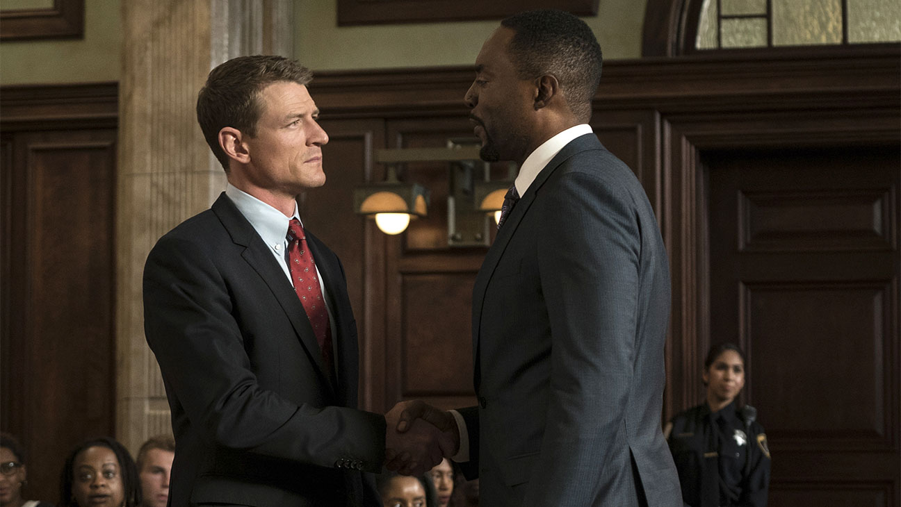 CHICAGO JUSTICE -- "Uncertainty Principle" Episode 107 -- Pictured: (l-r) Philip Winchester as Peter Stone, Richard Brooks as Paul Robinette -- (Photo by: Elizabeth Morris/NBC)