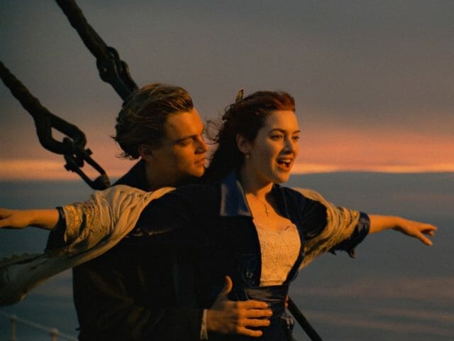 Leonardo DiCaprio e Kate Winslet em Titanic