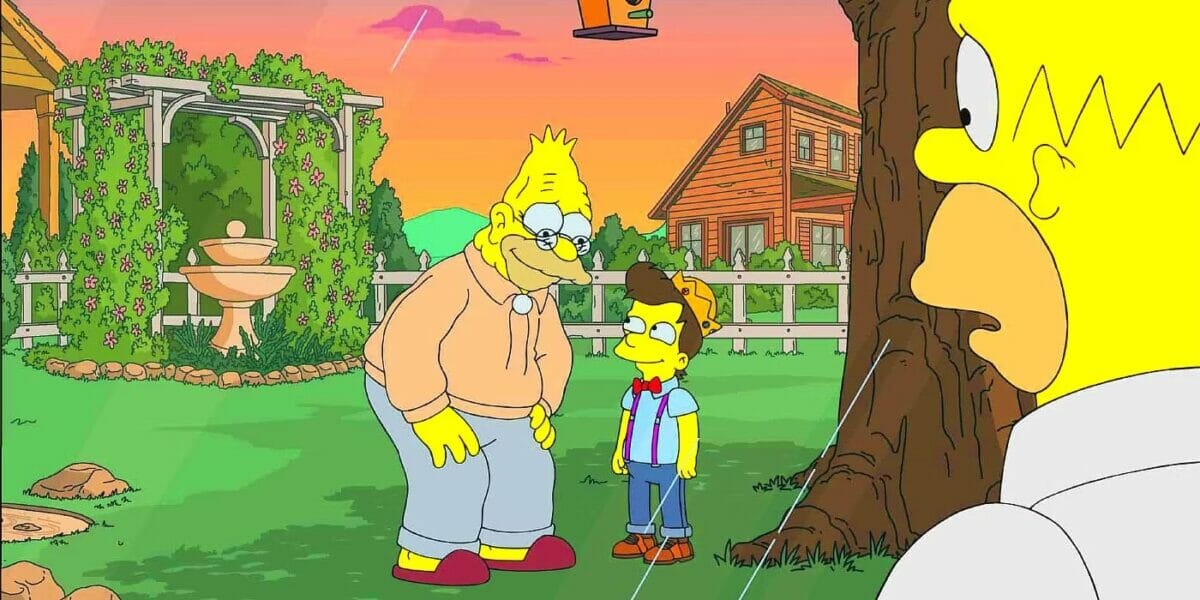 Homer watches Grampa and Calvin in The Simpsons season 34 Vision Art NEWS